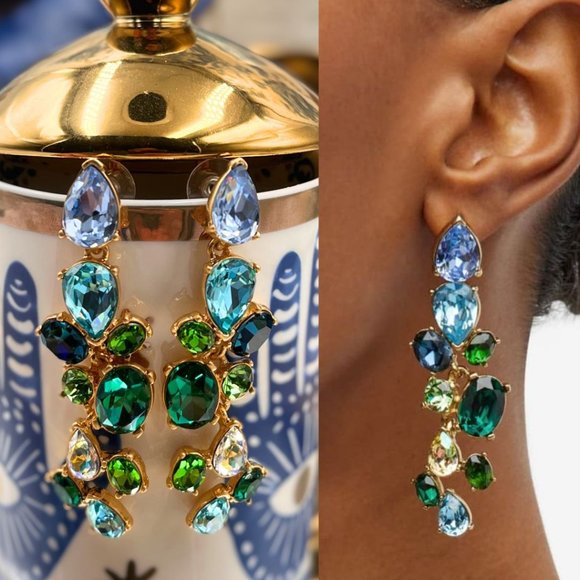 Oscar de la Renta Jewelry - 🆕 OSCAR DE LA RENTA 🧿 NWOT Scramble Crystal-Embellished Earrings - Blue Green